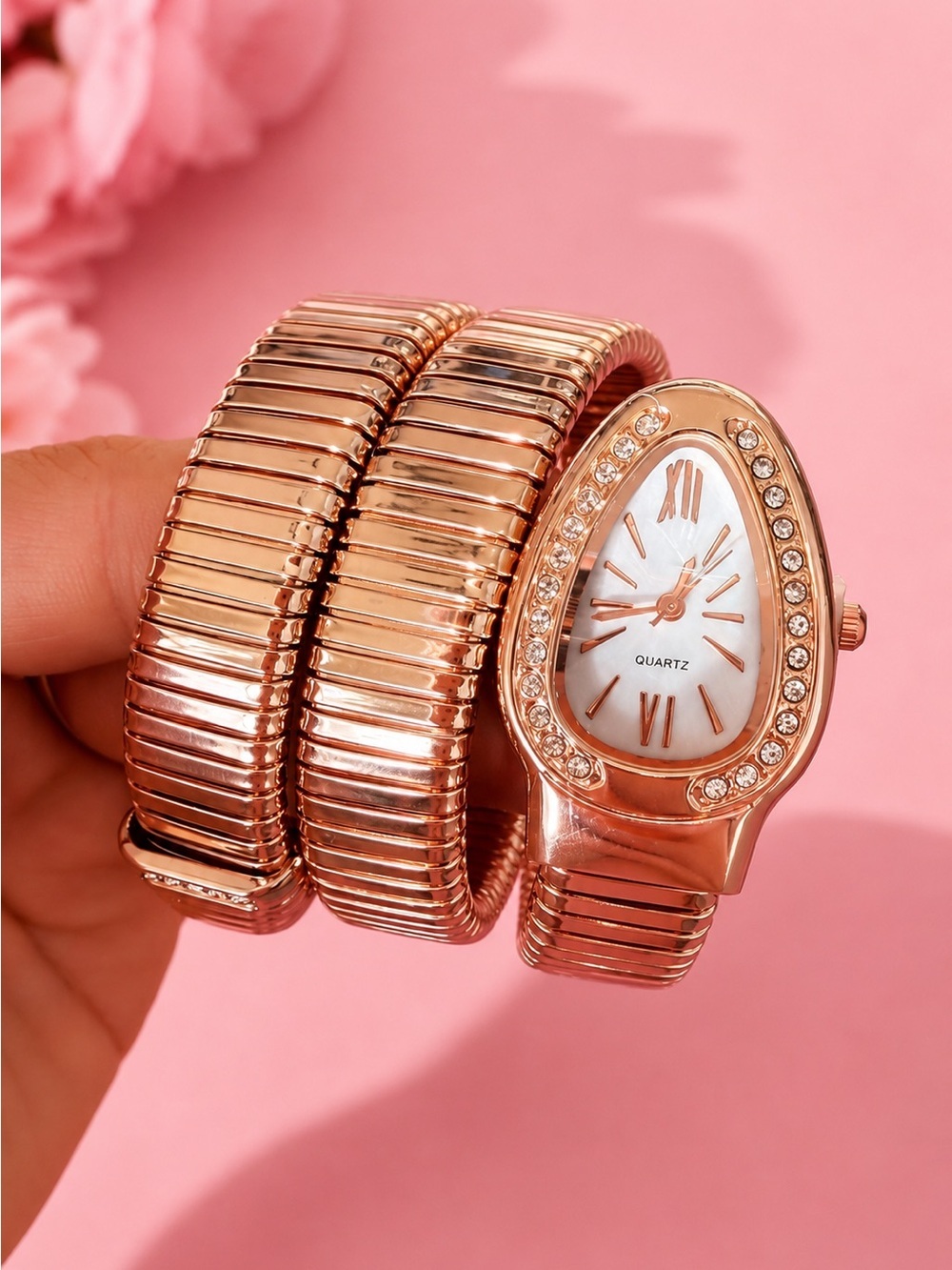 Serpenti Rose Gold Wrap Bracelet Watch for Women